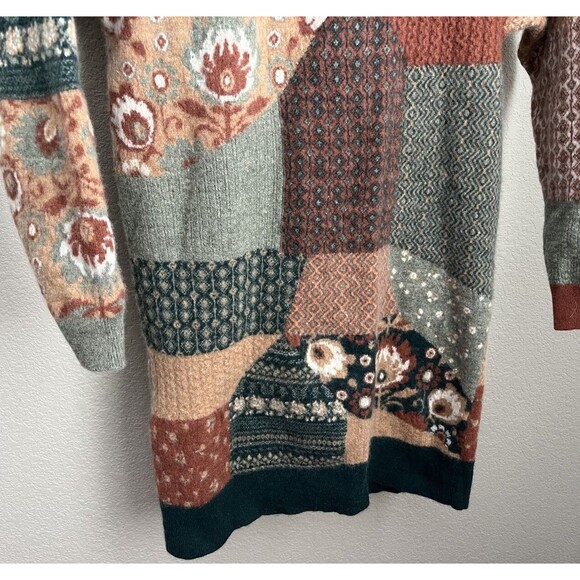 Garnet Hill Women's XS Patchwork Recycled Cashmere Sweater Dress - Picture 3 of 9